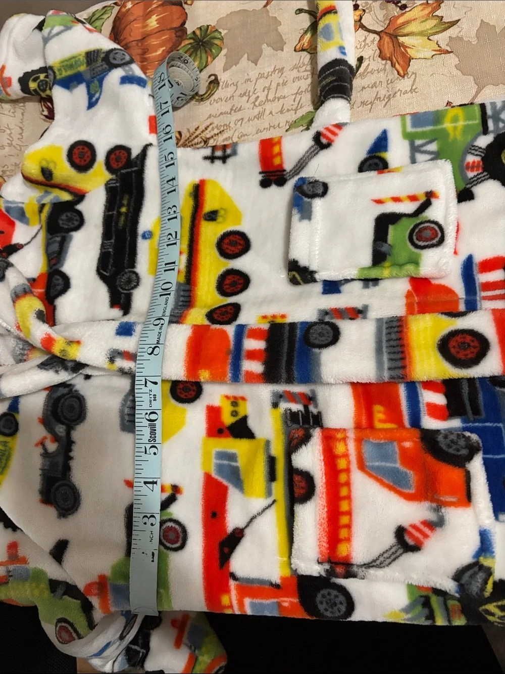 Kids' White Fleece Robe with Colorful Rescue Vehicle Print